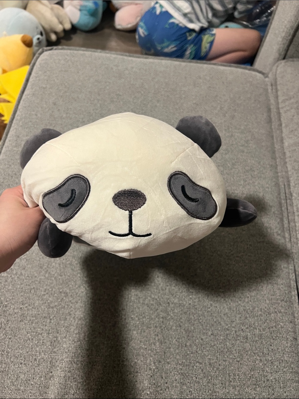 Plush Panda Pet Bed Pillow - Cream and Dark Gray